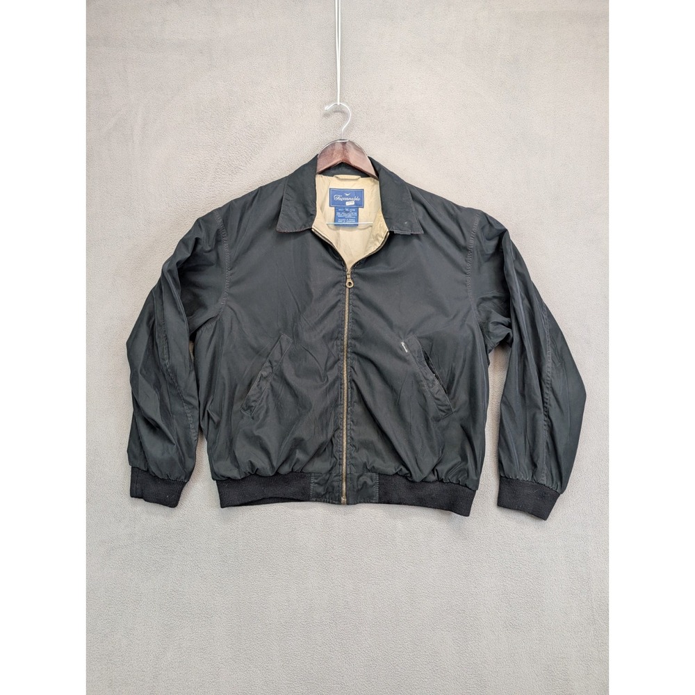 Faconnable Jacket Mens M Black Full Zip Up Long Sleeve Polyester Bomber Jacket